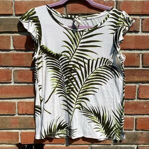 2/$15 🌸 H&M Ruffle Cap Sleeve Leafy Top Sz Small